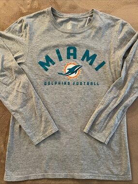 NFL Miami Dolphins Gray Long Sleeve Shirt with Teal and Orange Logo